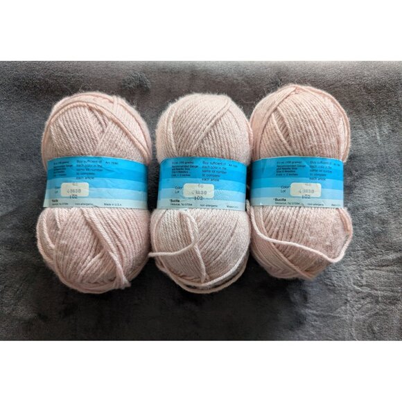 Bucilla Softex Premium Acrylic Easy‎ Care Yarn Lot 3 Skeins Color 68 Light Pink - Picture 3 of 3